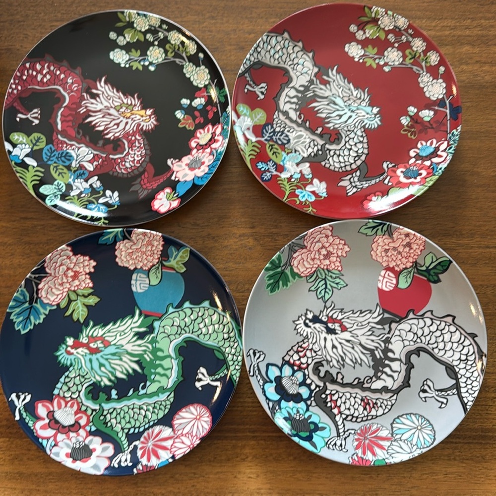 Schumacher Chiang Mai Dragon Salad Plates/4